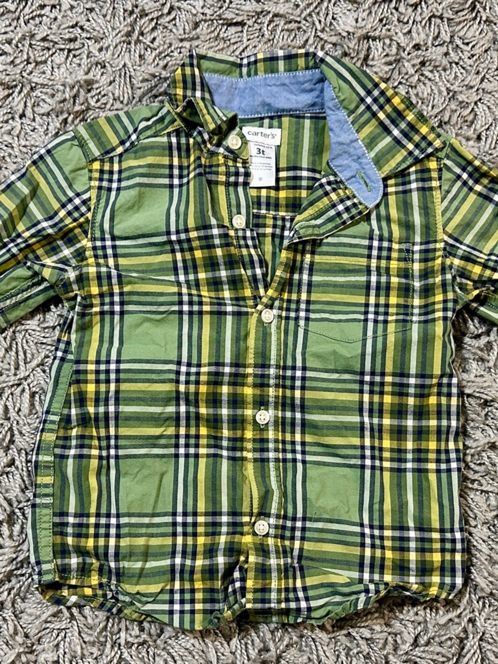 Carter's Green and Yellow Plaid Button-Down Shirt